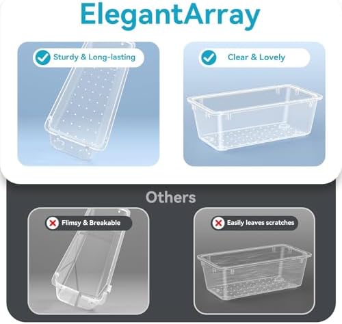 12 PCS Drawer Organizer Set, Makeup Organizers, Tool Storage Trays, Clear - Image 3