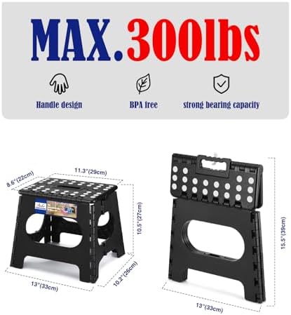 ACKO 11" Folding Step Stool for Kids, Non-Slip Foldable Step Stools, Black - Image 4