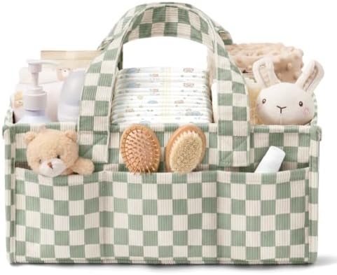 Corduroy Baby Diaper Caddy Organizer with Handles, Nursery Storage Basket by Unknown