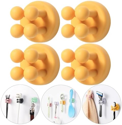 Razor Holder Shaver Hook Hanger Stand - 4Pcs Silicone Toothbrush Holders for Shower Wall Mounted Self Adhesive Cute Utility Dorm Room Bathroom Kitchen Organizer Storage Hook for Hanging Loofah Towel by ZEZHOU
