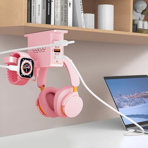 cozoo Desk Headphone Holder Hook Headset Watch Cable Bag Storage Pink - Image 5