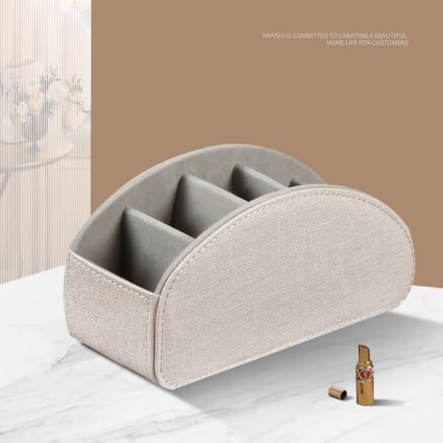 Remote Control Holder PU Leather TV Remote Caddy for Table 5 Compartments - Image 5