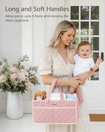 Diaper Caddy Organizer For Changing Table,Dutch Velvet Baby Diaper Caddy With 3 Removable Compartments &4 Side Pockets,Portable Diaper Basket For Car Organizer,Nursery Organizer For Essential Supplies - Image 4