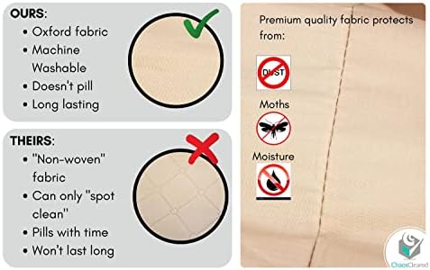 Comforter Storage Bag - Folding Organizer bag for King/Queen Comforters, Pillows, Blankets, Bedding/Quilt, Blanket, Duvet, Large Collapsible Organizers, 24"x14"x11" (Beige, 1-Pack) - Image 3
