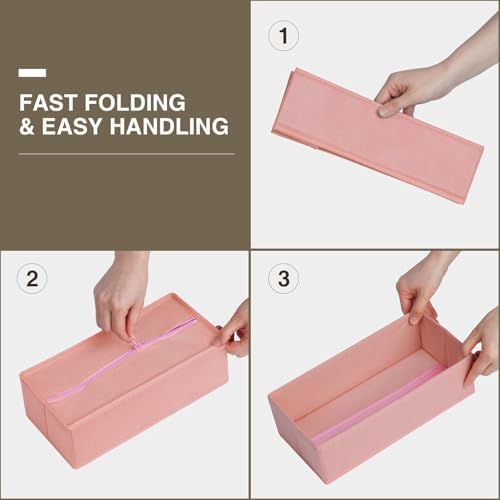 DIMJ Drawer Organizers - Set of 12 Fabric Closet Organizers and Storage, Drawer Dividers for Baby Clothes, Socks, Belt, Tie (Pink) - Image 6