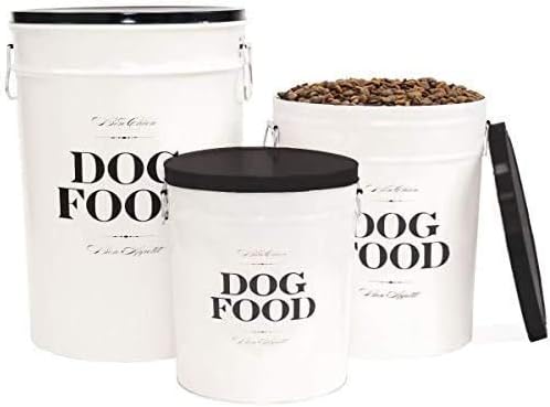 Harry Barker Bon Chien Dog Food Storage Canister – Medium 6.5 gallons, Airtight Stainless Steel Pet Food Container, Stylish Kitchen Counter Dog Kibble Storage with Easy-Open Lid - White - Image 2