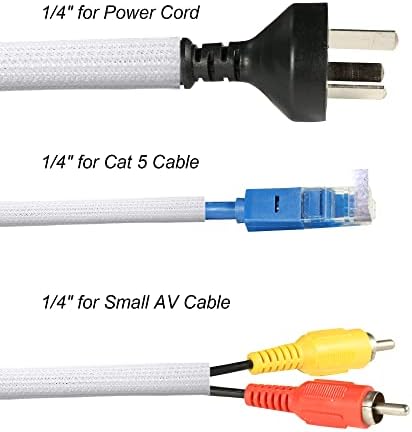 Cable Management Sleeve, Split Design, 25FT - 1/4 Inch, White - Image 3