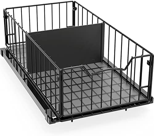 Simple Houseware Pull-Out Cabinet Sliding Basket, 17.2Dx9.7Wx5H, Black by SimpleHouseware