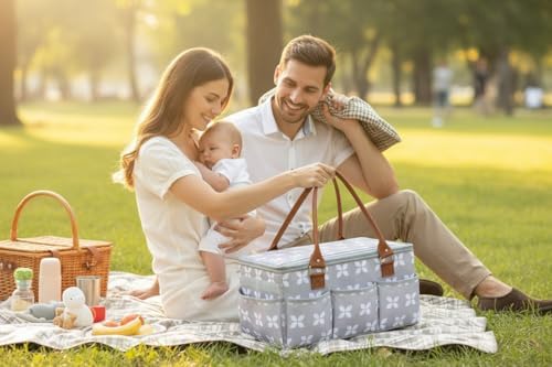 Moteph Diaper Caddy with Changing Mat, Large Baby Diaper Caddy Organizer with Lid, Portable Organizer Basket for Baby Essentials, Roll-Up Lid, Built-In Changing Mat Pocket - Image 5