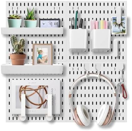 Wall Organizer Peg Board - Elevate And Declutter Your Gaming And Office - Create A Perfectly Structured Space(White) by WelcomeHomeEVDBOBO