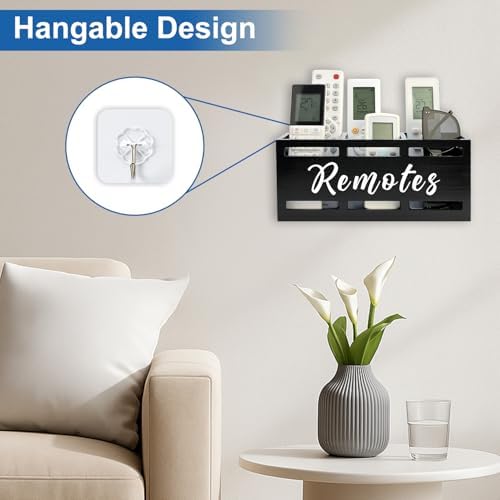 Wood Black TV Remote Organizer Wall Mount Remote Control Holders for Table - Image 4