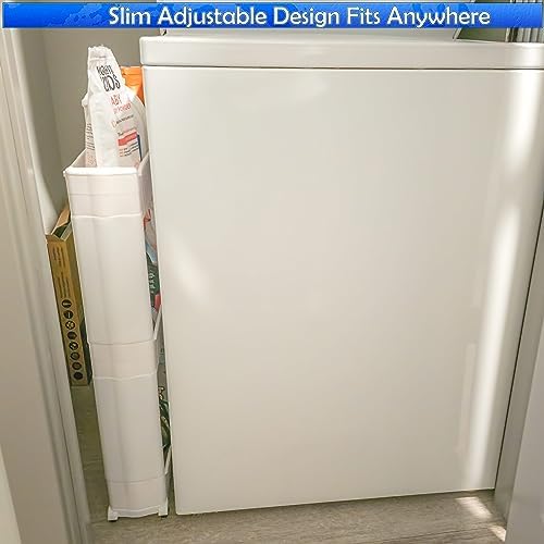 Slim Rolling Storage Cart - Narrow Slide Out Shelving Utility Cart - Mobile Storage for Laundry, Bathroom, Kitchen & Between Washer and Dryer (Black, 3 Tier) - Image 7