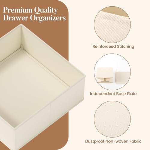Drawer Organizer Storage for Clothes, Socks, 10 Pack, Beige - Image 5
