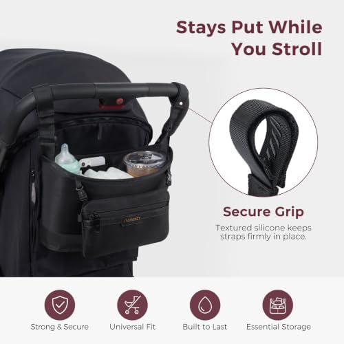 Momcozy Slim Stroller Organizer with 2 Insulated Cup Holders - Image 3