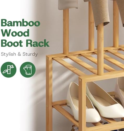 kiplant Tall Boot Rack Organizer - Bamboo Wood Boot Rack Shoe Rack for Entryway & Closet, Holds 6 Pair Tall Boots - Image 4