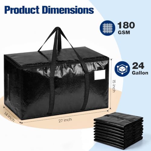 6 Pack Heavy Duty Waterproof Moving Bags, Foldable Totes - Image 2