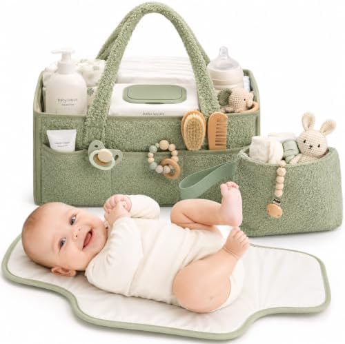PeraBella Baby Diaper Caddy Organizer, Nursery Storage Baby Basket 3Pcs Set by PeraBella