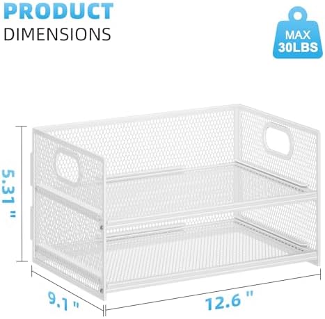 Marbrasse 2 Tier Paper Organizer Letter Tray, Mesh File Organizer with Handle, Paper Sorter Desk Organizer for Home Office Supplies - 2P White - Image 5