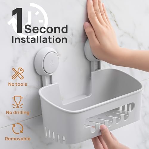 LEVERLOC Shower Caddy Suction Cup,Shower Organizer Bathroom Shelf - Image 2