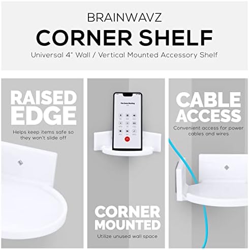 BRAINWAVZ 4” Small Floating Shelf, Adhesive & Screw in, for Bluetooth Speakers, Cameras, Plants, Toys, Books & More, Easy to Install Shelves Wall Mount (White) - Image 5