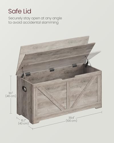VASAGLE Storage Chest with 2 Safety Hinges, 15.7 x 39.4 x 18.1 Inches - Image 3