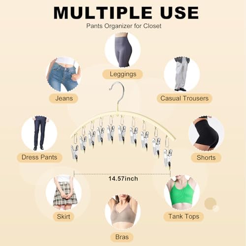 Volnamal Legging Organizer for Closet,4 Pack Metal Yoga Pants Hangers,Ivory - Image 3
