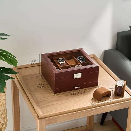 ProCase Watch Case, 8 Slot Mens Watch Box with Drawer -Espresso - Image 3