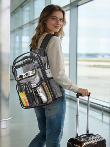 Clear Backpack for School, 17" Heavy Duty Double-Layer Clear Bookbag - Image 2