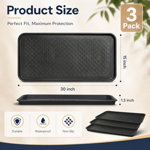 Fasmov 3 Pack Utility Boot Tray Mat Multi-Purpose Anti-Slip Tray Mat Boots, Dog Food Bowls, Gardening, Laundry, Kitchen, Garage, Entryway, 30 x 15 inches - Image 2