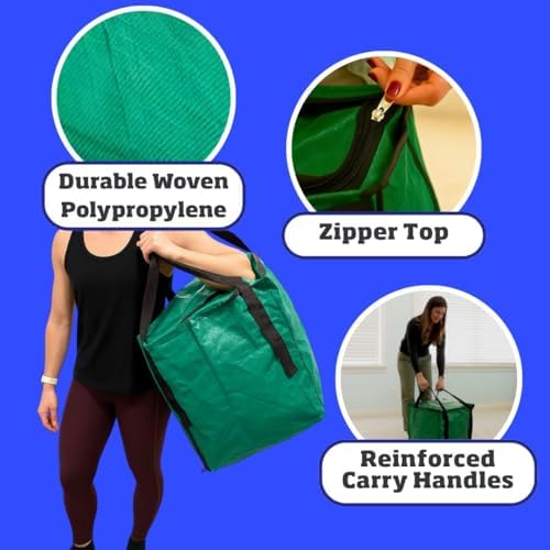 DURASACK 22-Gallon Zipper Top Heavy Duty Storage Tote Bags, 4-Pack, Green - Image 5