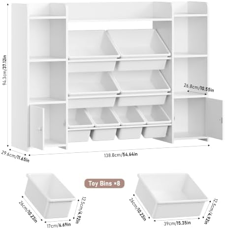 FOTOSOK Toy Storage Organizer with 8 Toy Bins, Kids Toy Storage - Image 2
