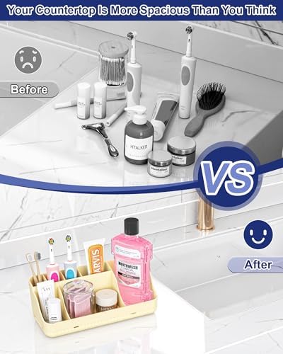 Bathroom Counter Organizer and Storage, 7 Slots Detachable Toothbrush Holders for Bathrooms, Anti-Slip Electric Toothbrush and Toothpaste Holder Countertop Vanity Organizer Accessories for Adults Kids - Image 5