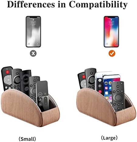 YAPISHI All-in-One Leather TV Remote Control Holder With 5 Compartments Nightstand Desktop DVD Media Player Remote Caddy Storage Box Organizer Tray For Makeup Brush Pen Stationary Table Controllers - Image 2