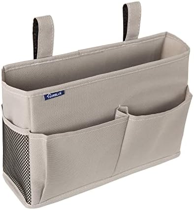Surblue Bedside Caddy Hanging Bed Organizer Storage Bag Pocket for Bunk and Hospital Beds, College Dorm Rooms Baby Bed Rails,Camp 4 Pockets and 2 Hooks (Gray) by SURBLUE