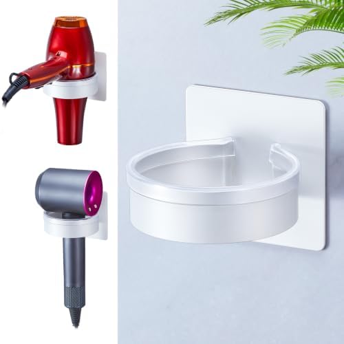 Blow Dryer Holder Wall Mounted, hairdryer holder for bathroom, Blow Dryer Organizer, hair tool organizer wall mount, Adhesive Hair Dryer Storage for Bathroom Barber Shop (White) by WAYASI