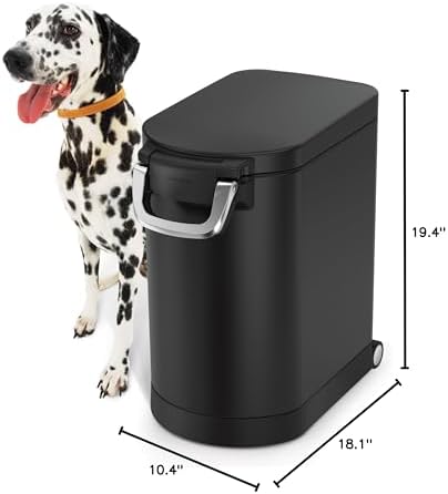 simplehuman 25 Liter, 27 lb / 12.2 kg Medium Pet Food Storage Container for Dog Food, Cat Food, and Bird Feed, Alloy Steel, Matte Black - Image 6