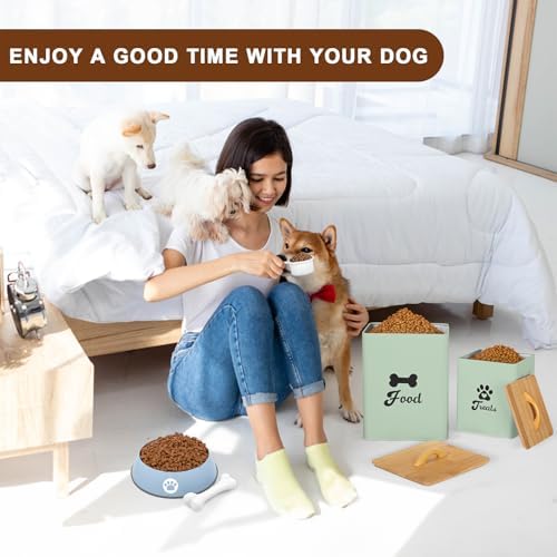 Dog Treat Container 2PCS, Dog Food Storage Container with Lids Airtight, Dog Treat Jars for Kitchen Counter-7+3Lbs (Saga Green) - Image 3
