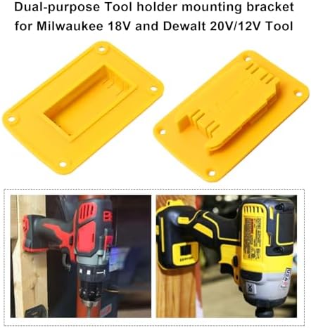 30pas Tool Holders and Battery Holder for Dewalt 20v Wall Mount Hanger Battery Drill Tool Storage Shelf for Milwaukee M18(Yellow) - Image 5