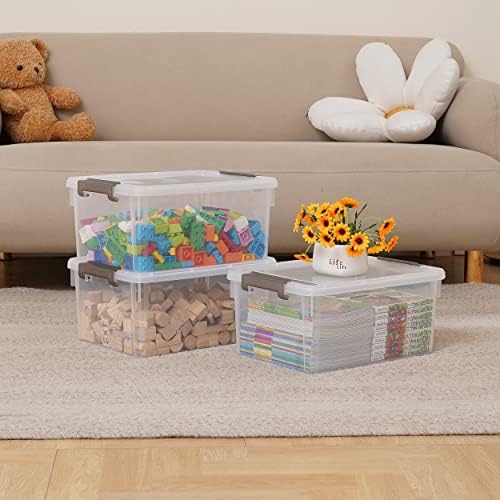 Citylife 8-Pack 17 QT Clear Plastic Storage Bins with Latching Lids - Image 2