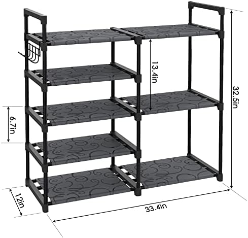 CSXGBAB Black Tubes Closet Shoe Rack, Boot Rack, 5 Tier Oxford Fabric Shelf, Easy Assembly, Sturdy and Durable, Holds Up to 30 lbs - Image 2