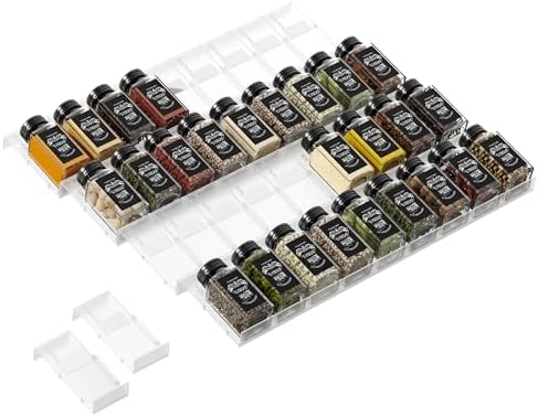 Famhap Spice Drawer Organizer, 36PCS Interlocking Expandable Seasoning Rack Tray Insert for Kitchen Drawers, Spice Rack Drawer for Spice Jars by Famhap