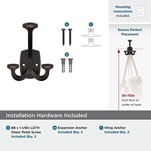 Amerock Vicinity Triple Prong Oil-Rubbed Bronze Wall-Mounted Hook - Image 5