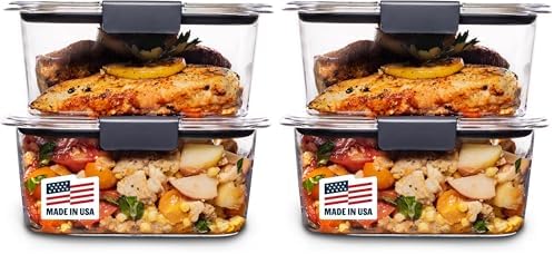 Rubbermaid Brilliance BPA-Free Food Storage Containers, Medium Deep, 4.7 Cup, Airtight & Leak-Proof, Microwave & Dishwasher Safe, 4 Count (Pack of 2) by Rubbermaid