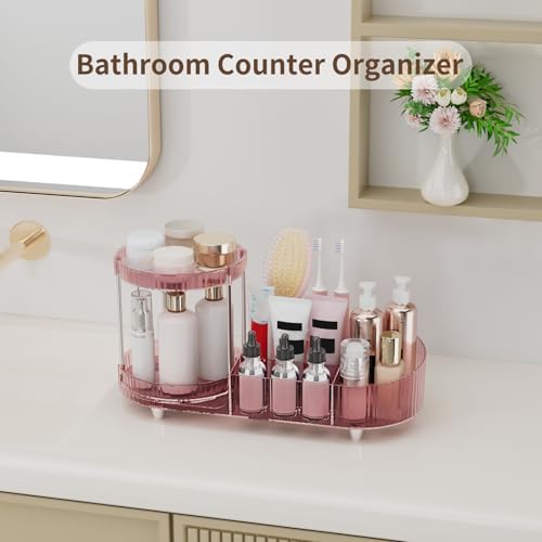 360 Rotating Makeup Organizer for Vanity, 2 Perfume Trays with 5 Compartments Cosmetic & Skincare Storage, Multi-Purpose Countertop Organizers for Bathroom, Desk, Pantry, Space-Saving Beauty Organizer - Image 5