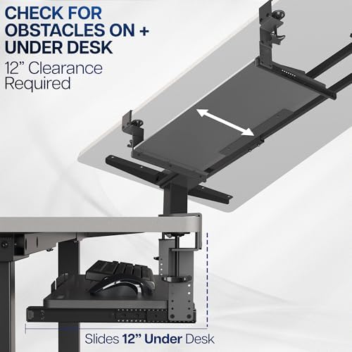 VIVO White Clamp-on 27 x 11 in Adjustable Keyboard Tray, MOUNT-KB05HW - Image 6