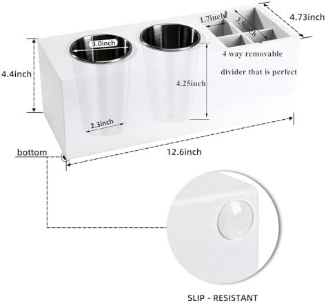 Hair Dryer Holder and Tool Organizer, Wood, White - Image 2