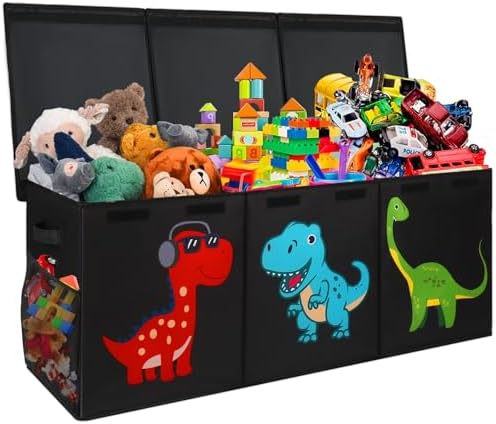 Extra Large Toy Box, Kids Toy Storage Chest with Lids, 40"x16"x16", Black by Mabahoo
