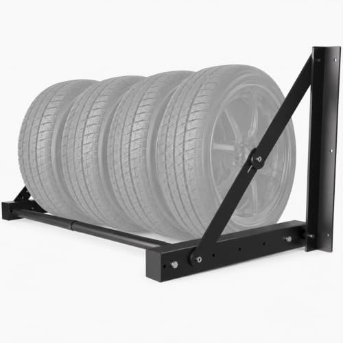 TRUSOON Wall-Mounted Folding Tire Rack, 600lb Capacity, 24-48 in Wide by TRUSOON