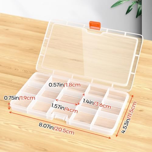 Moon Magpie 4PACK Extra Thick Bead Organizers and Storage Box, 15 Grid Mini Clear Jewelry Making Storage Solutions Plastic Organizer Case Craft Containers for Nail Rhinestones DIY Diamond Accessories - Image 2