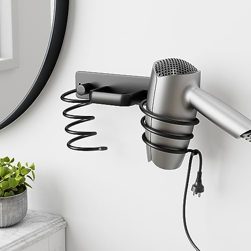 hicorfe Hair Dryer Holder 3 in 1 Hair Tool Organizer,Blow Dryer Holder Wall Mounted,Bathroom Bedroom Hair Care Styling for Flat Iron,Curling Iron,Hair Straightener （Black） - Image 5
